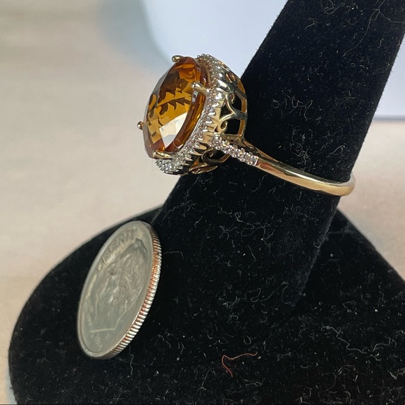 10k Gold Citrine and White Zircon Ring - Picture 4 of 8